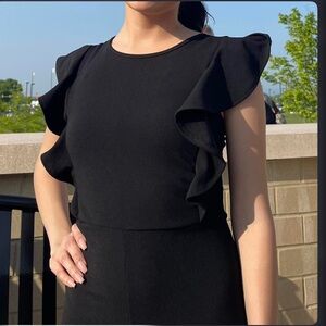 Black Ruffle Sleeve Top